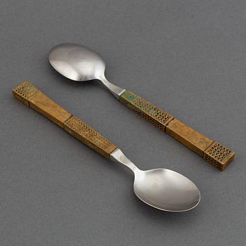 Pentti Sarpaneva, 24 pcs bronze and stainless steel flatware.