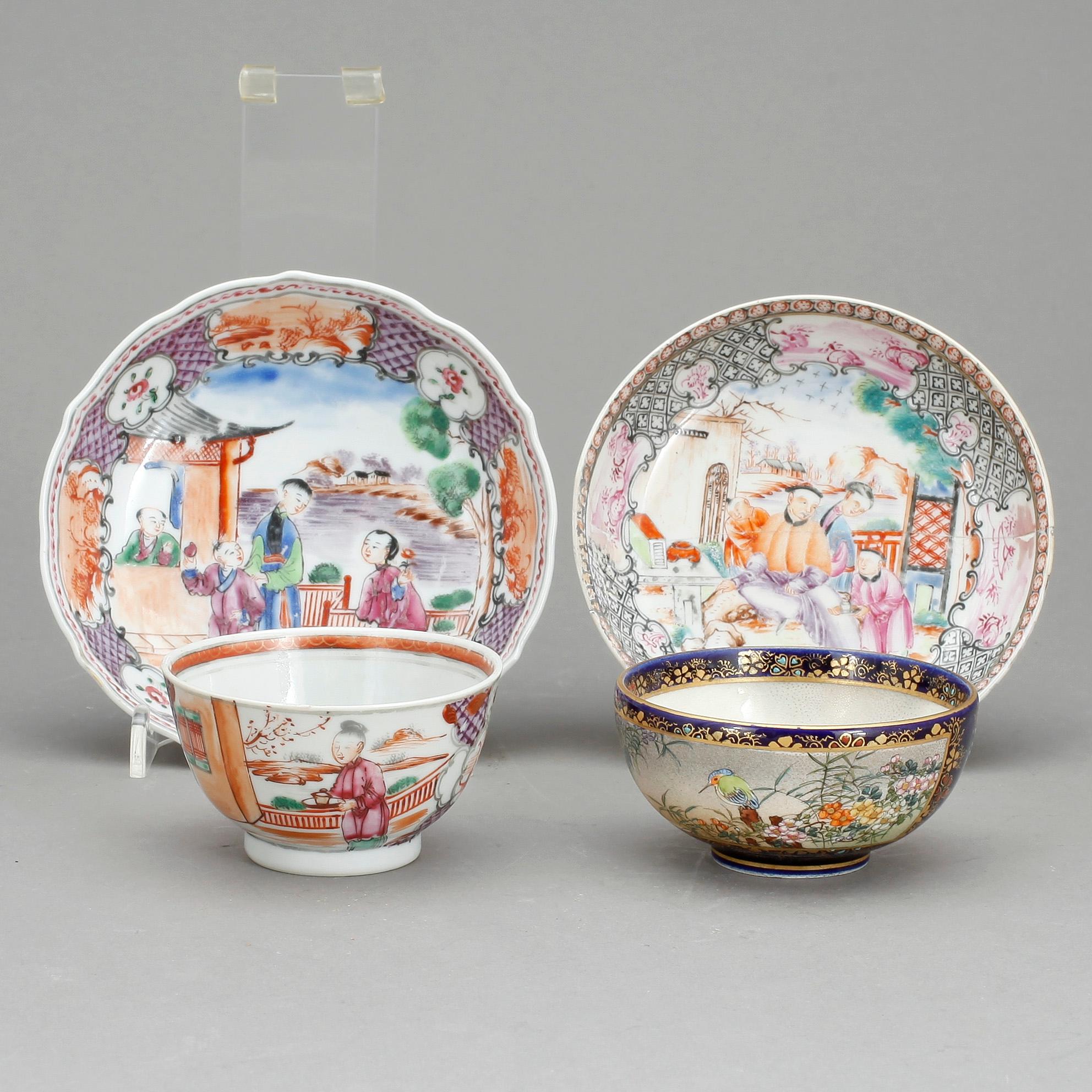 PARTI PORSLIN, 3 delar, Kina och Japan, 1700 och 1900-tal.