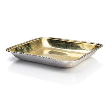 286. A Swedish parcel-gilt silver dish, mark of Johan Petter Grönvall, Stockholm 1829.