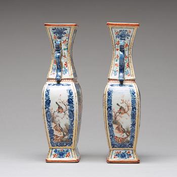 A pair of famille rose vases, Qing dynasty, Qianlong (1736-95).