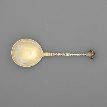 531. A Swedish 18th century parcel-gilt spoon, marks of Cristoffer Bauman, Stockholm Hudiksvall 1787.