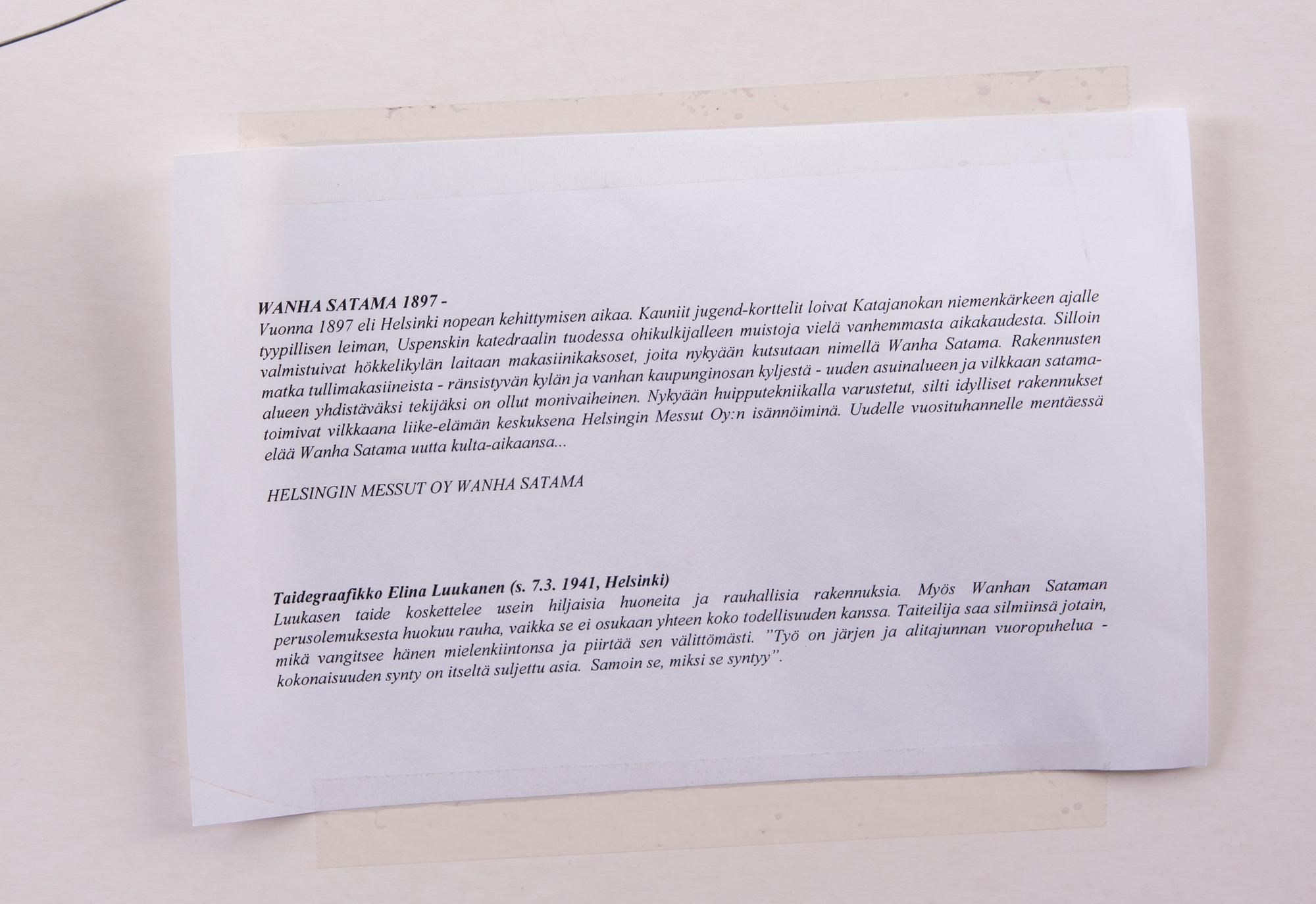 ELINA LUUKANEN, färgetsning, signerad, daterad -97 och numrerad 5/60.