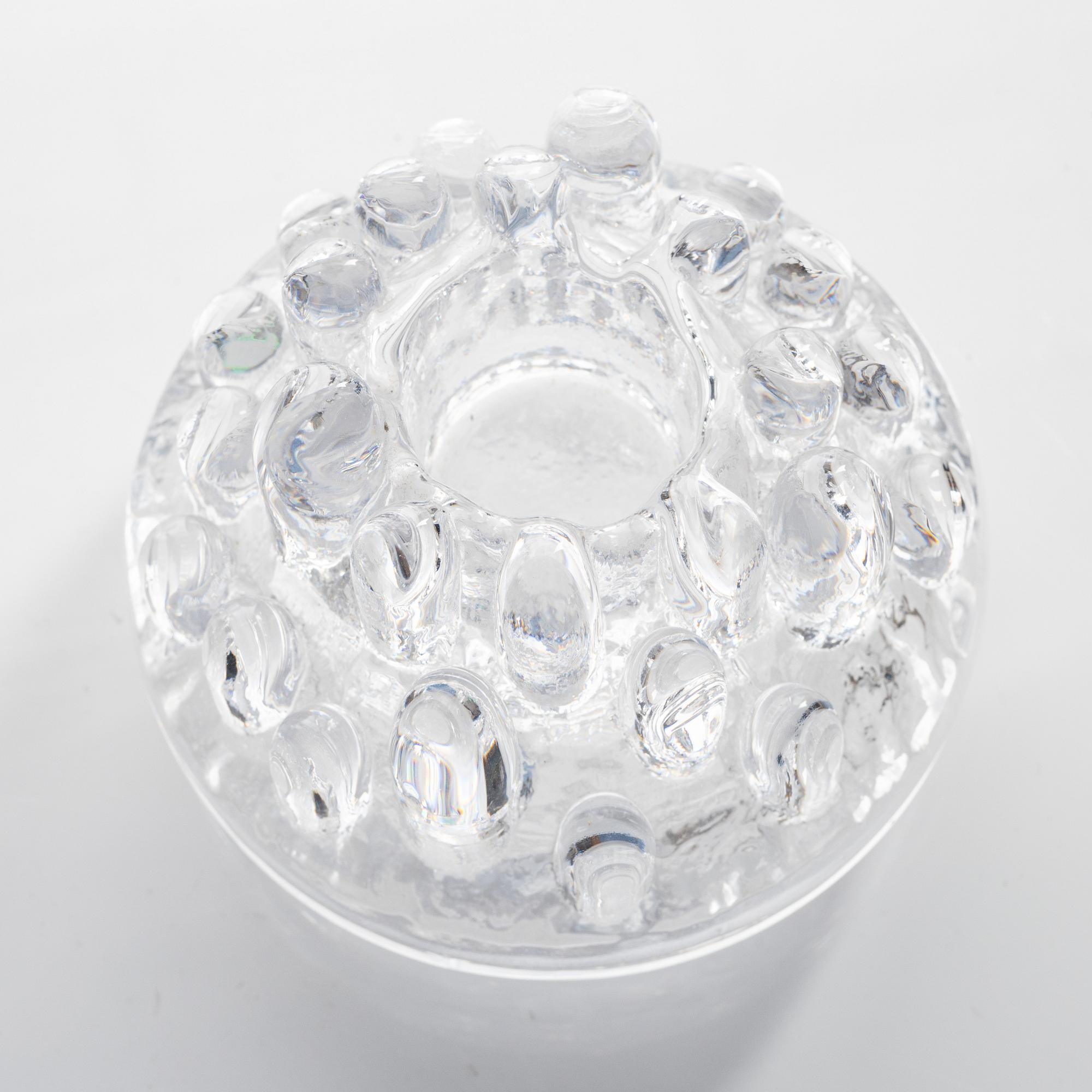Göran Wärff, five glass sculptures/candle holders, 'Polar', Kosta.