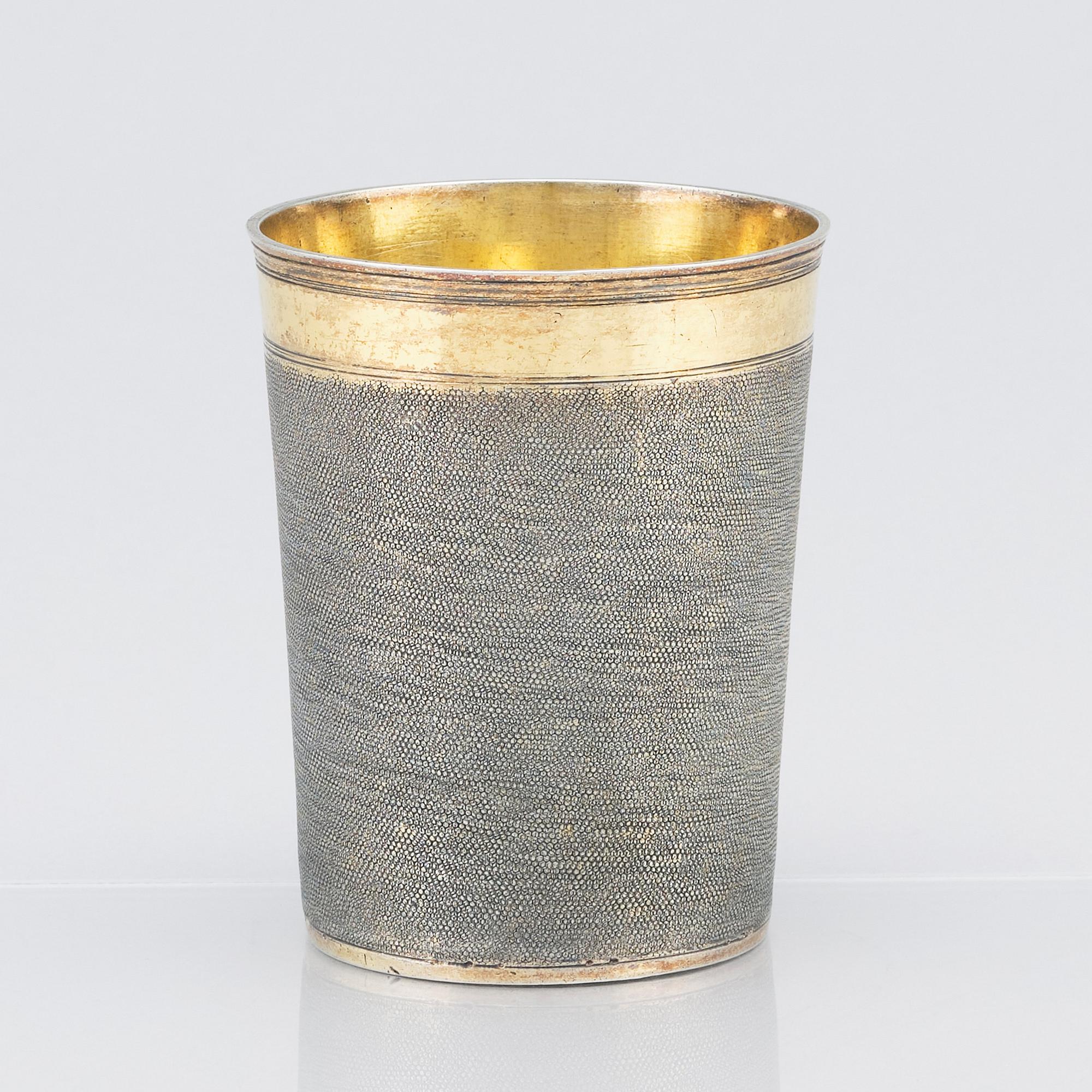 A German 17th Century parcel-gilt silver beaker, mark of Marx Burmeister (1630/31-1658), Nürnberg.