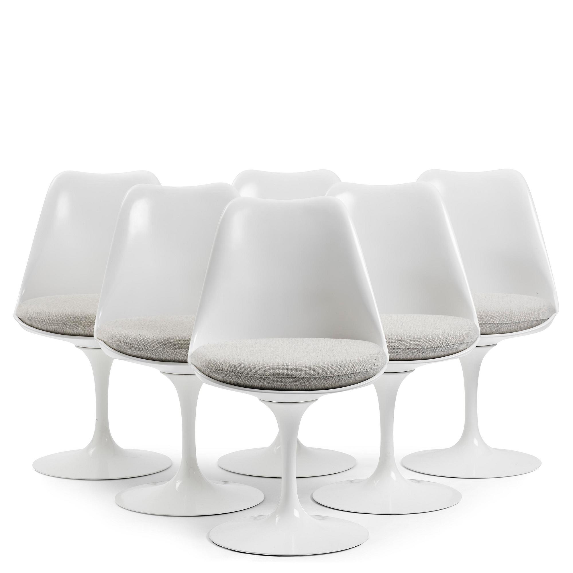 Eero Saarinen, a set of six "Tulip" chairs, Knoll Studio, 2010.