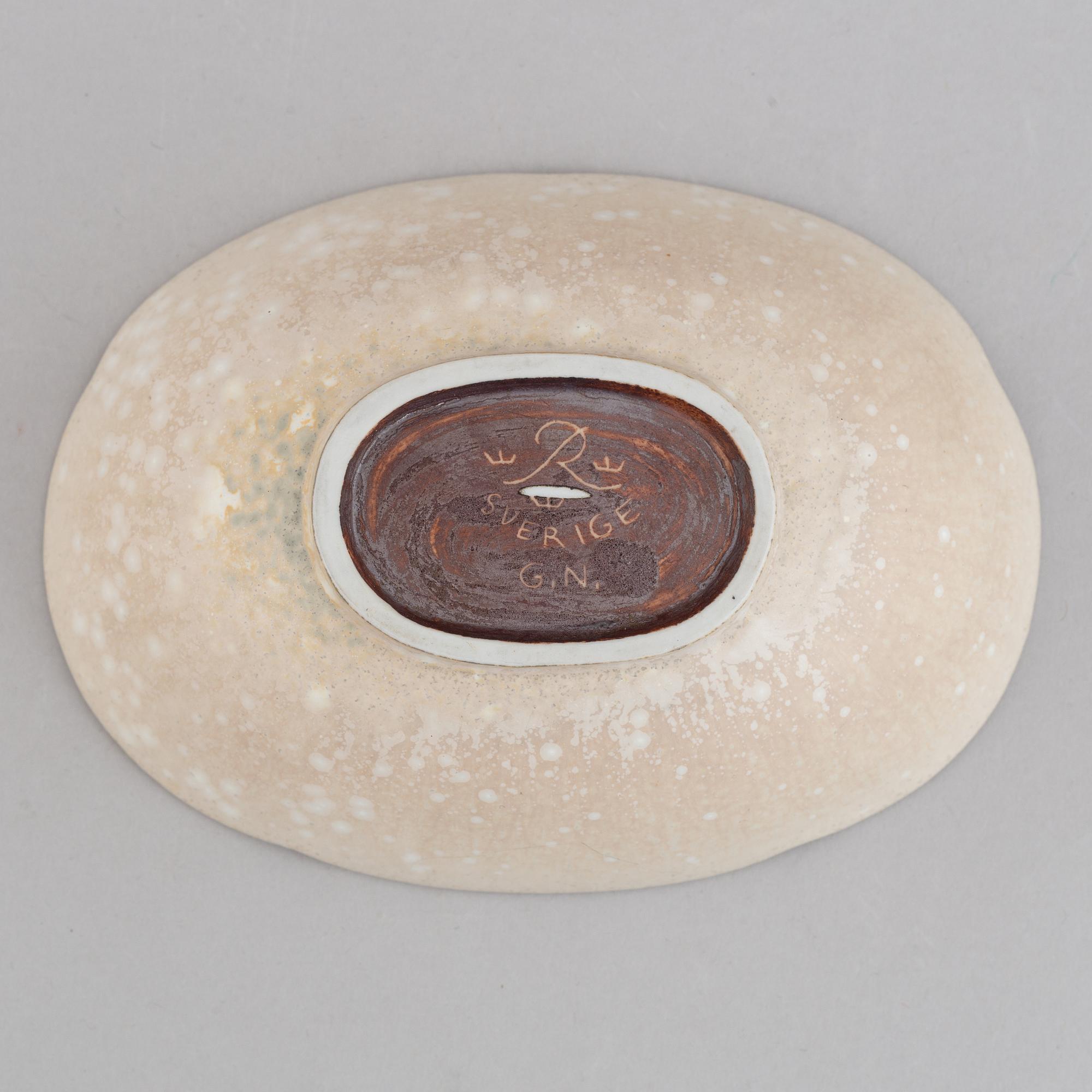 Gunnar Nylund, a set of 2 double" stoneware pots, model UB and a bowl, Rörstrand, Sweden 1940's.