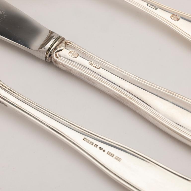 Silverbesick, 36 delar, "Gammal dansk", Mema, Lidköping, 1989-1995.