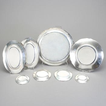 FAT, 8 st, silver och nysilver, W.A. Bolin, Stockholm, 1934-1937. Vikt silver ca 947 gram.