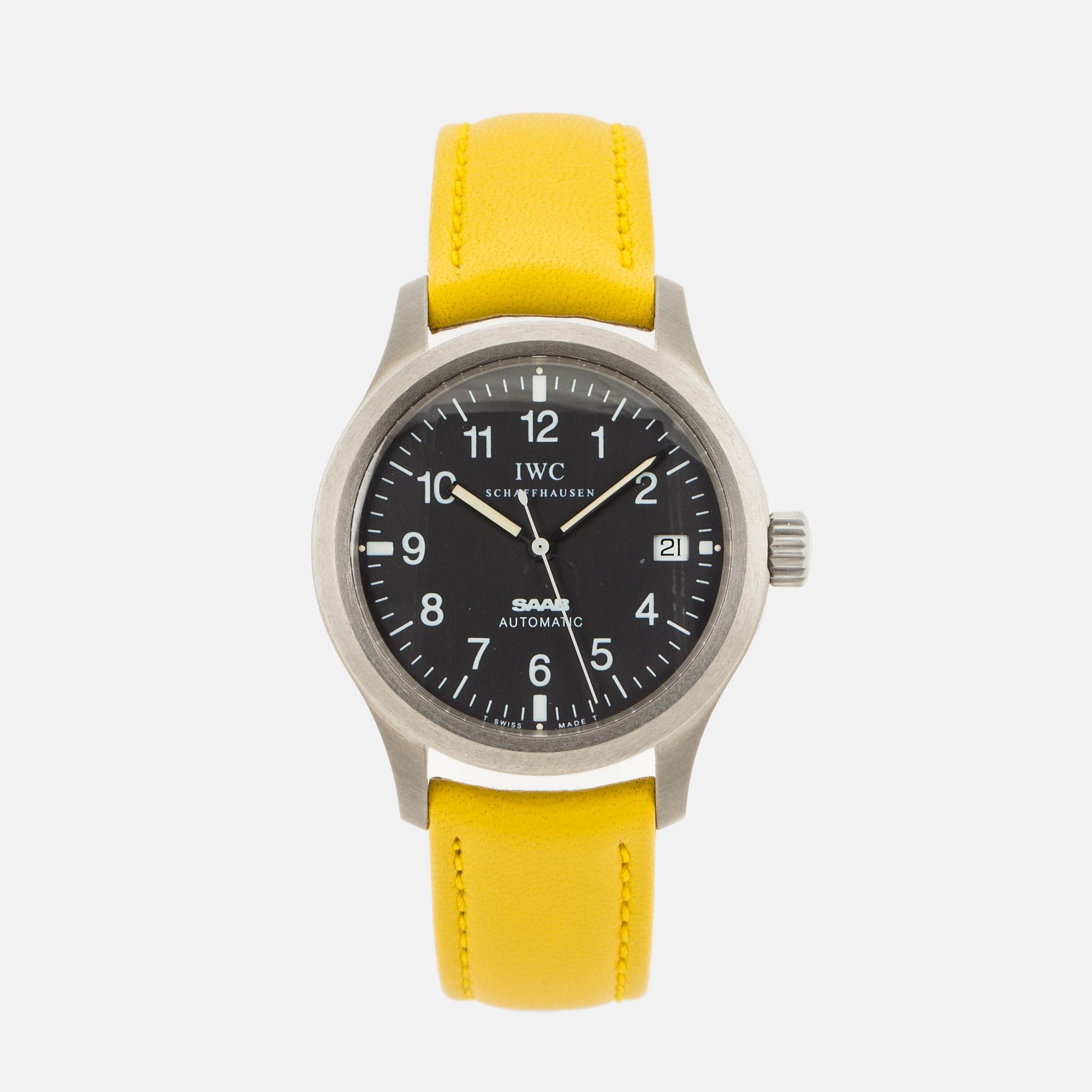 IWC Mark XII Saab Mellow Yellow wristwatch 36 mm. Bukowskis
