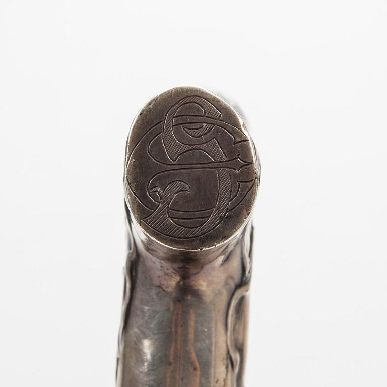 PROMENADKÄPP, trä, silverkrycka, art nouveau, Sverige 1900-talets början.