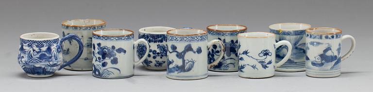 KAFFEKOPPAR, 9 st, porslin, Kina, Qianlong, 1700-tal.