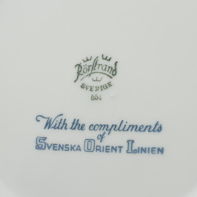 TALLRIKAR, 6 st, porslin, Svenska Orient Linjen, Rörstrand. 1900-talets andra hälft.