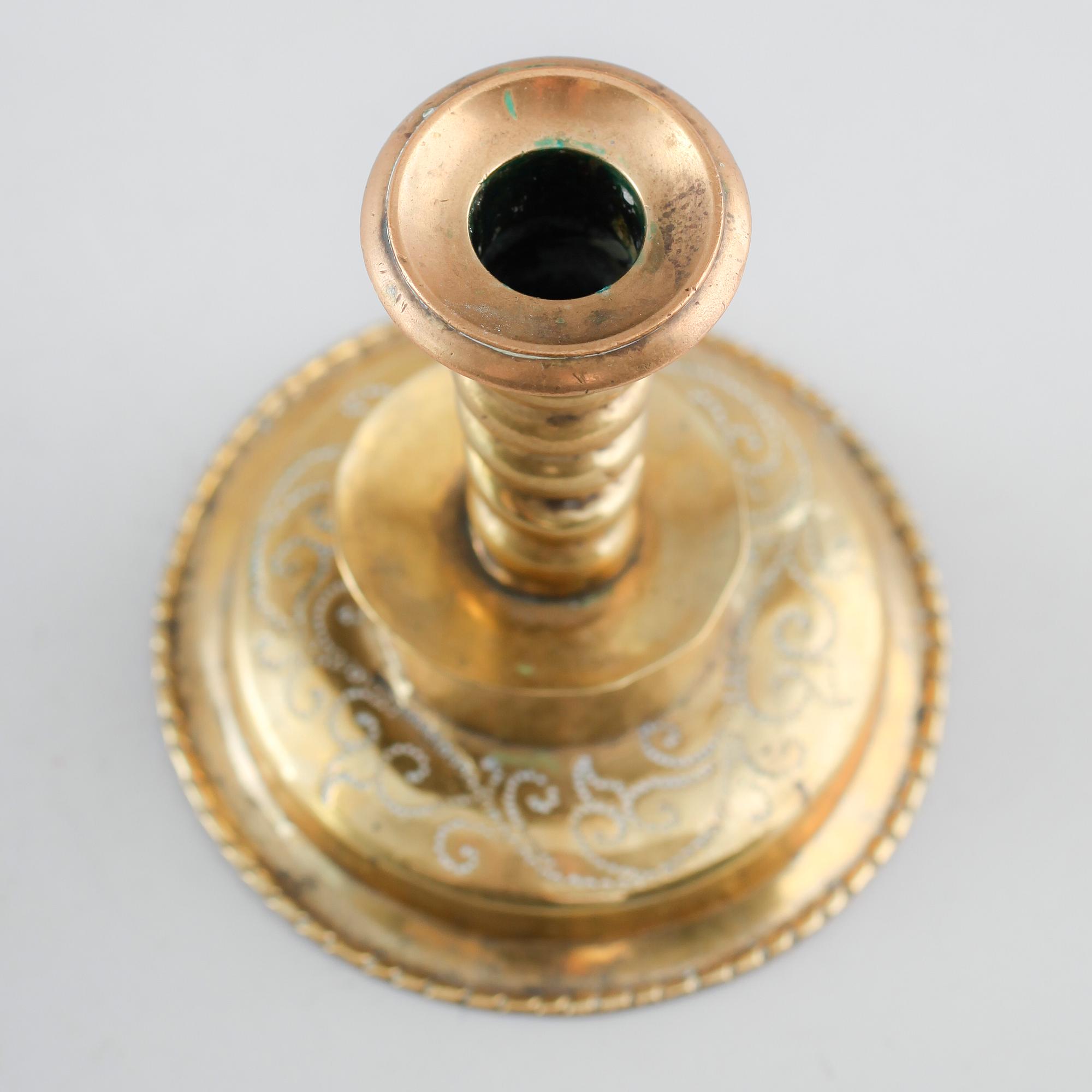 LJUSSTAKE, mässing, 1700-tal.