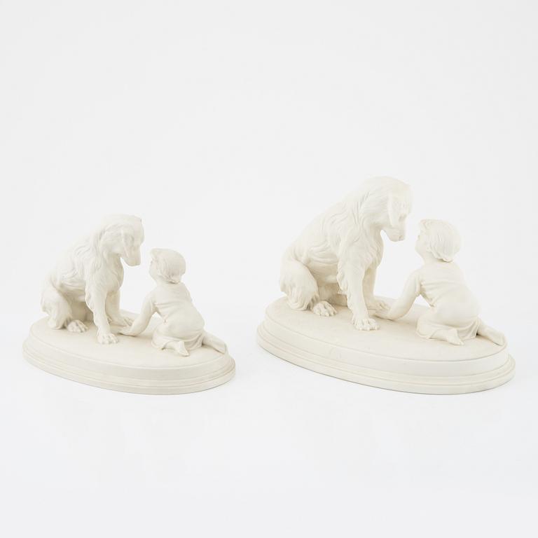 Figuriner, 2 st, parian, Gustafsberg, 1900-talets början.