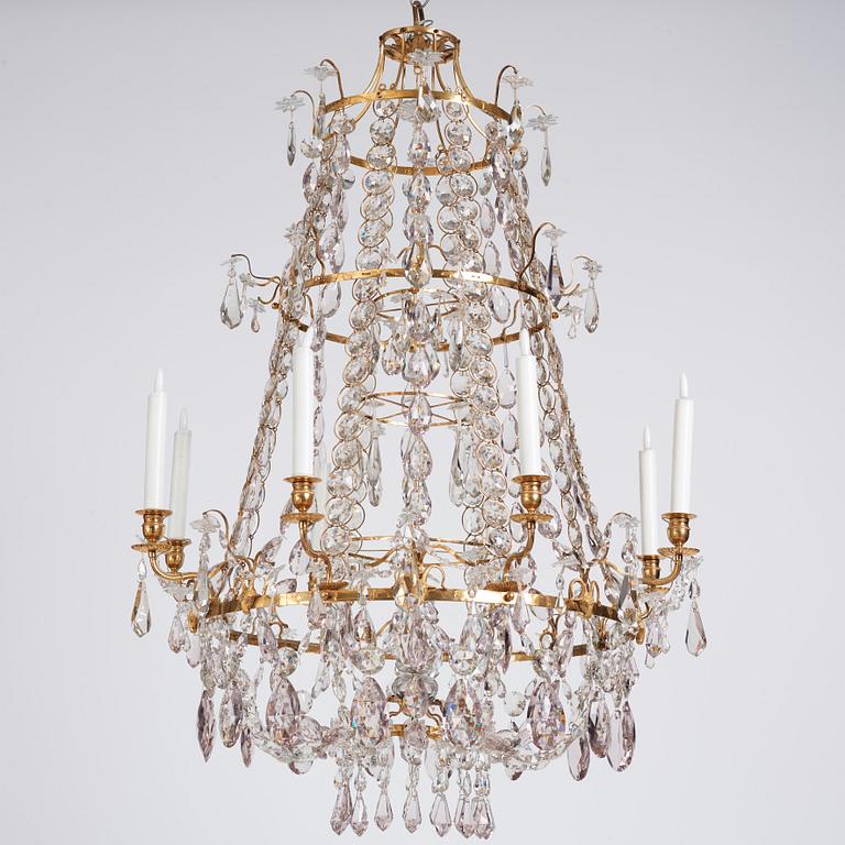 A Swedish late 18th century Gustavian eight-light chandelier.