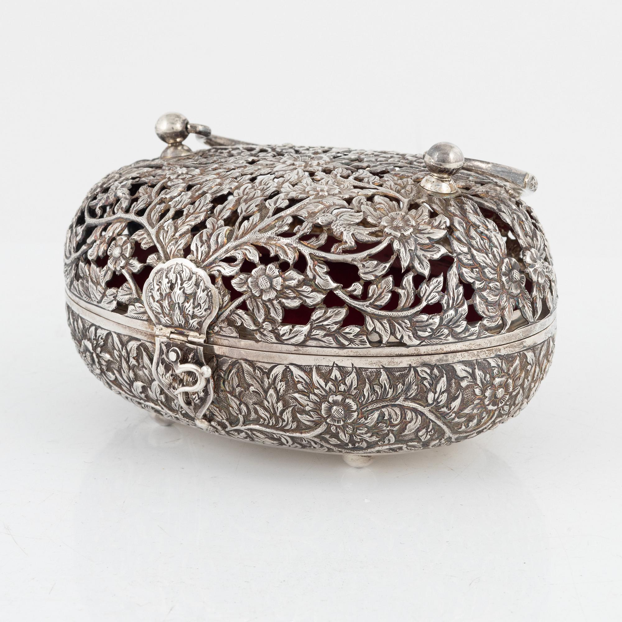 A Sterling Silver Casket, Thailand.