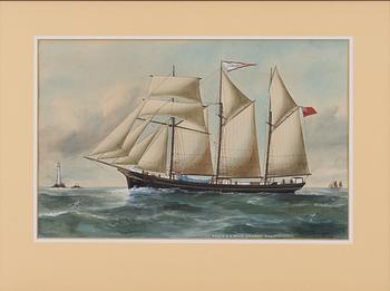 Reuben Chappell, Toppsegelskonaren "Polly och Emily" i hårt väder.