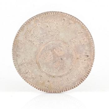 SILVERMYNT, 2 Mark, Fredrik I av Sverige 1721. Vikt ca 10 gram.