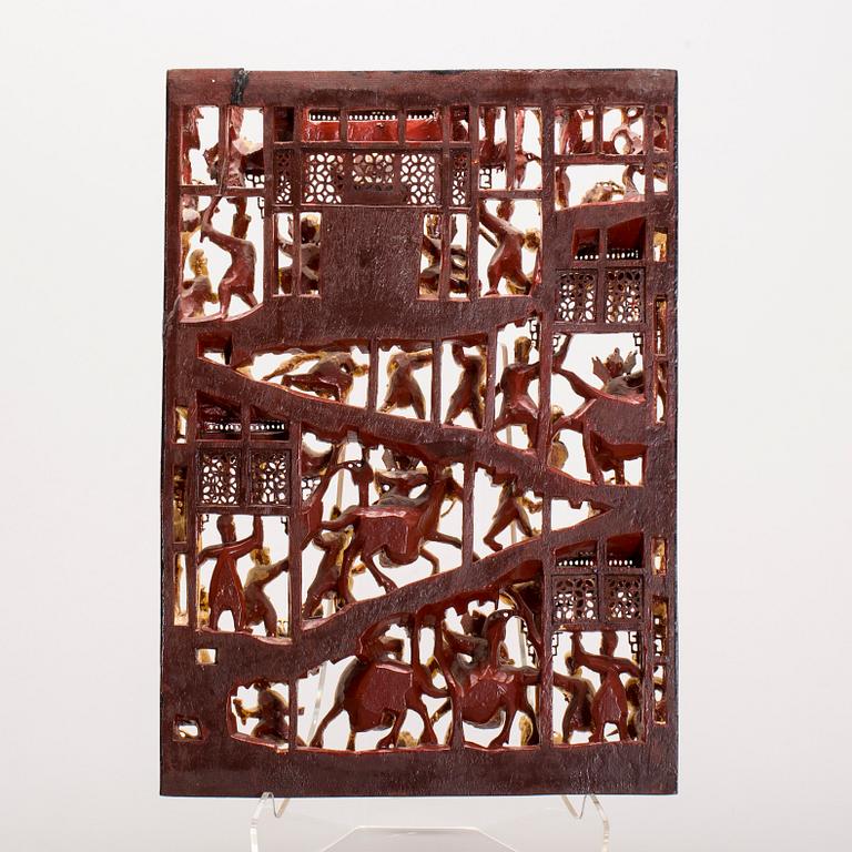 RELIEF, förgyllt trä, Kina, 1900-tal.
