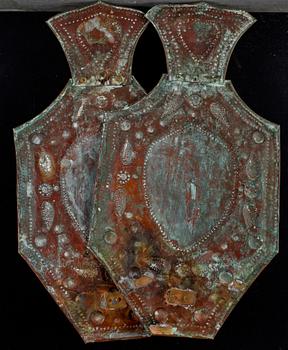 LJUSPLÅTAR, ett par, mässing, barockstil, omkring år 1900.