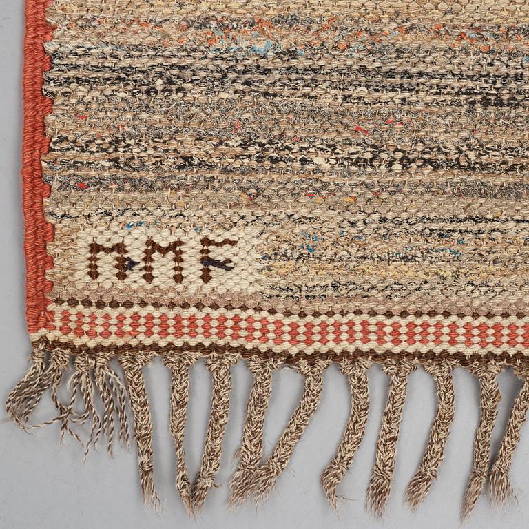 Märta Måås-Fjetterström, A CARPET, "T.matta", a rag rug, flat weave, ca 204,5 x 111-113 cm, signed MMF.