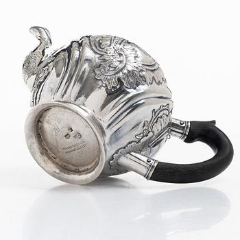 A Russian silver teapot, Moscow 18th century, unclear marks, probably Fedor Petrov (active 1760-1789).