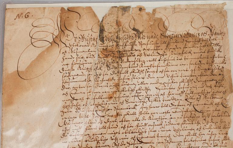 A letter from the swedish king Gustav II Adolf, dated 1612.