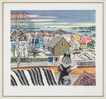 Mona Huss Walin · MONA HUSS WALLIN, färglitografi, signerad, numrerad 56/450 och daterad 1987.