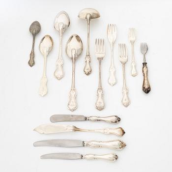 A 206-pieces Swedish silver cutlery set, model 'Olga', predominantly CG Hallberg, Stockholm, inclduing 1946.