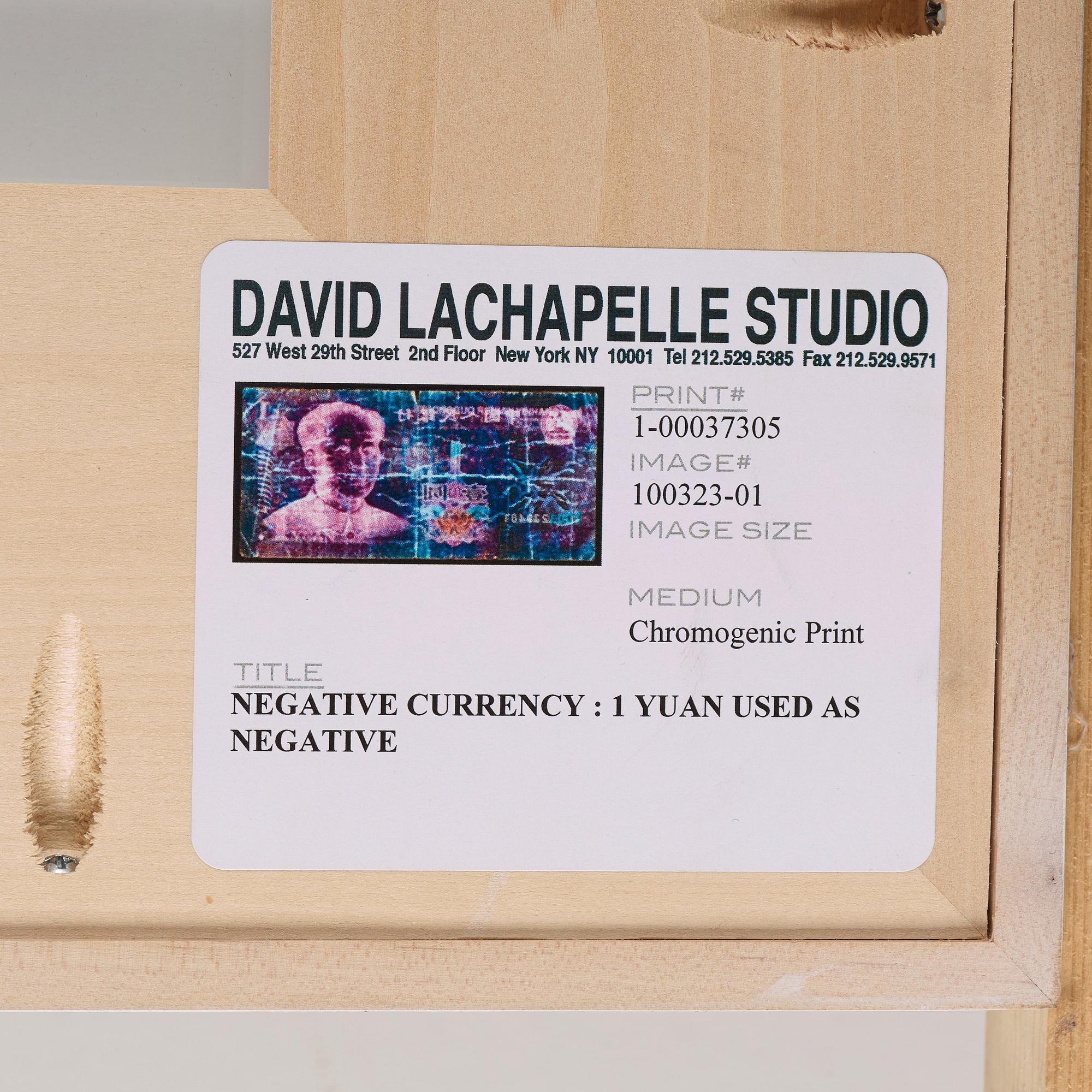 David LaChapelle, "Negative Currency, 1 Yuan used as Negative", 2010.