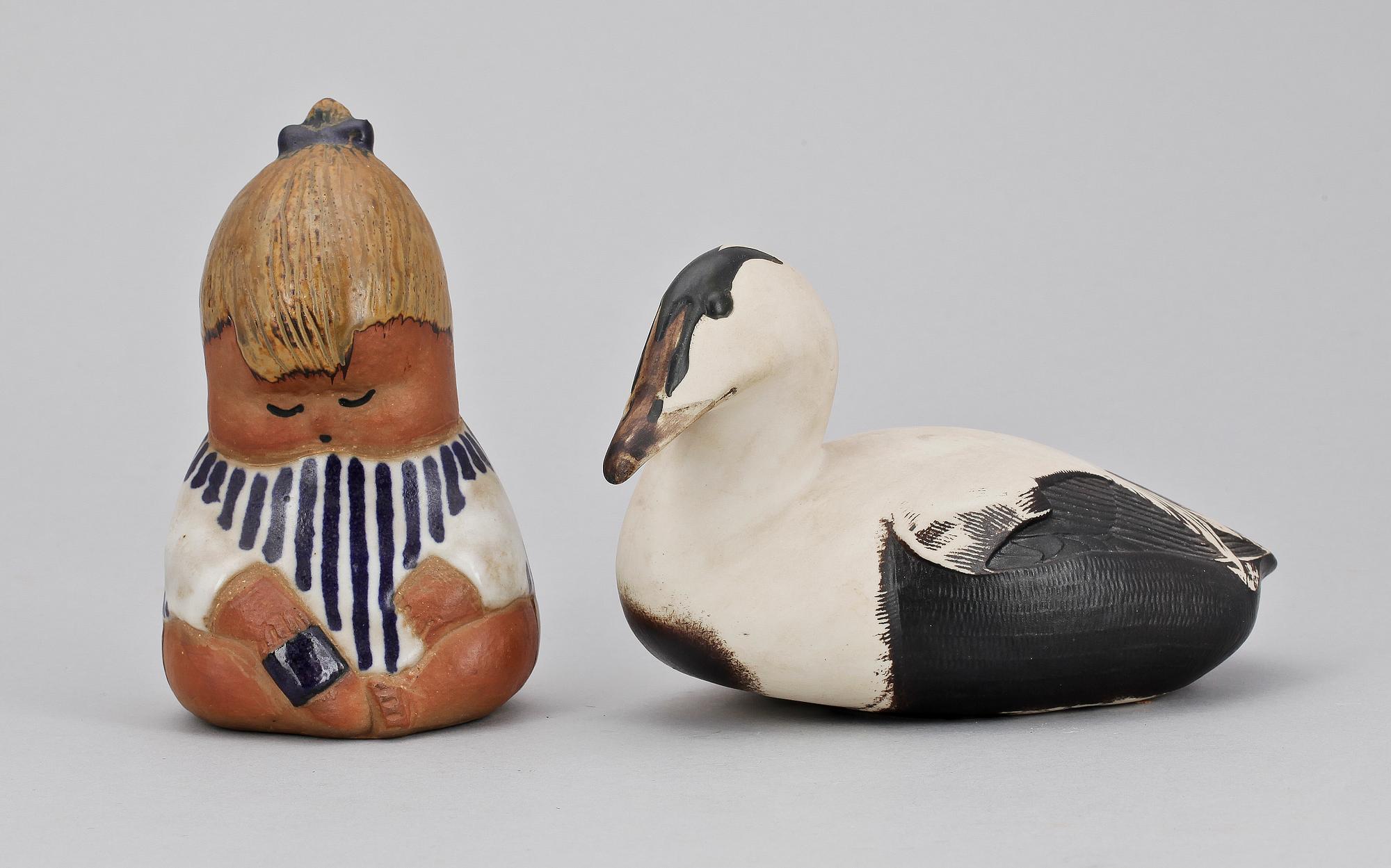 FIGURINER, 2 st, stengods, Lisa Larson samt Paul Hoff, Gustavsberg.