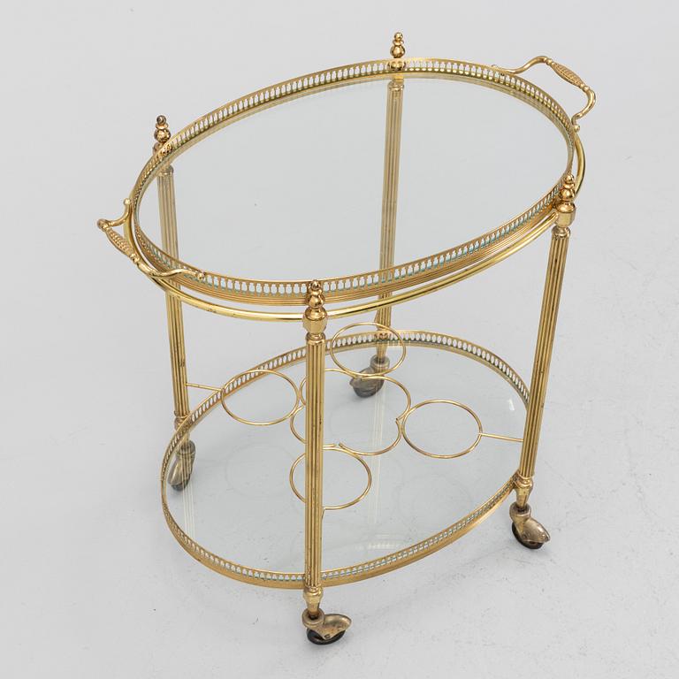 A brass and glass trolley, second part of the 20th Century.