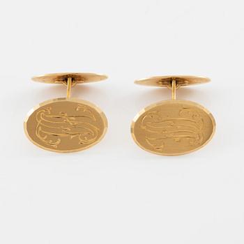 Manschettknappar, ett par, 18K guld, med monogram.