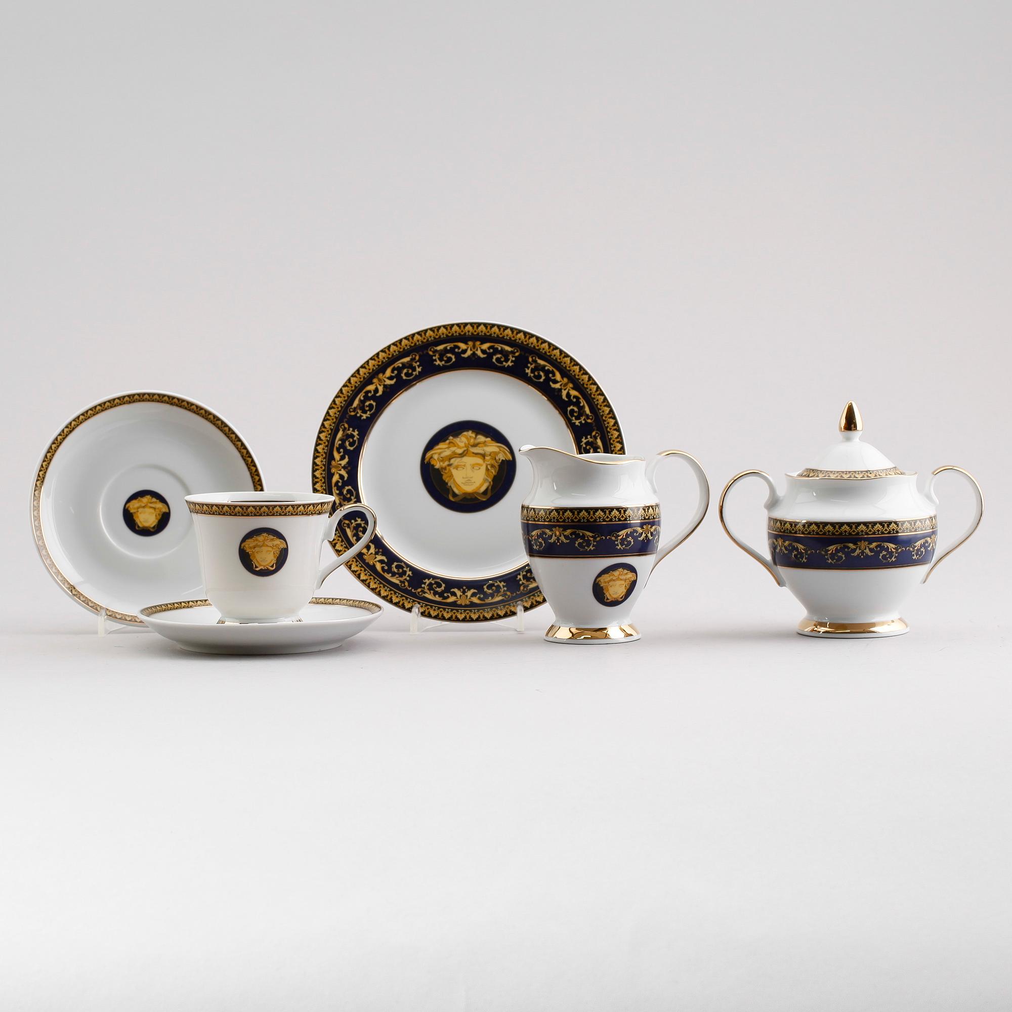 KAFFESERVIS, 26 delar, porslin, "Medusa", Versace för Rosenthal.