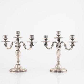 A Pair of Silver Candelabras, Swedish import mark K Anderson, Stockholm 1929.