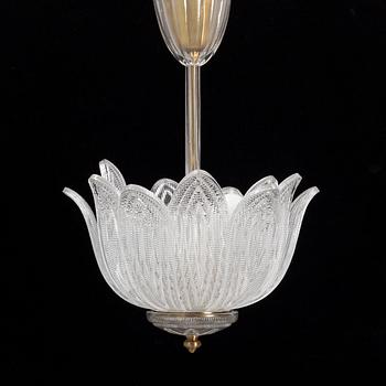A glass ceiling lamp, probably Orrefors, mid 20th century.