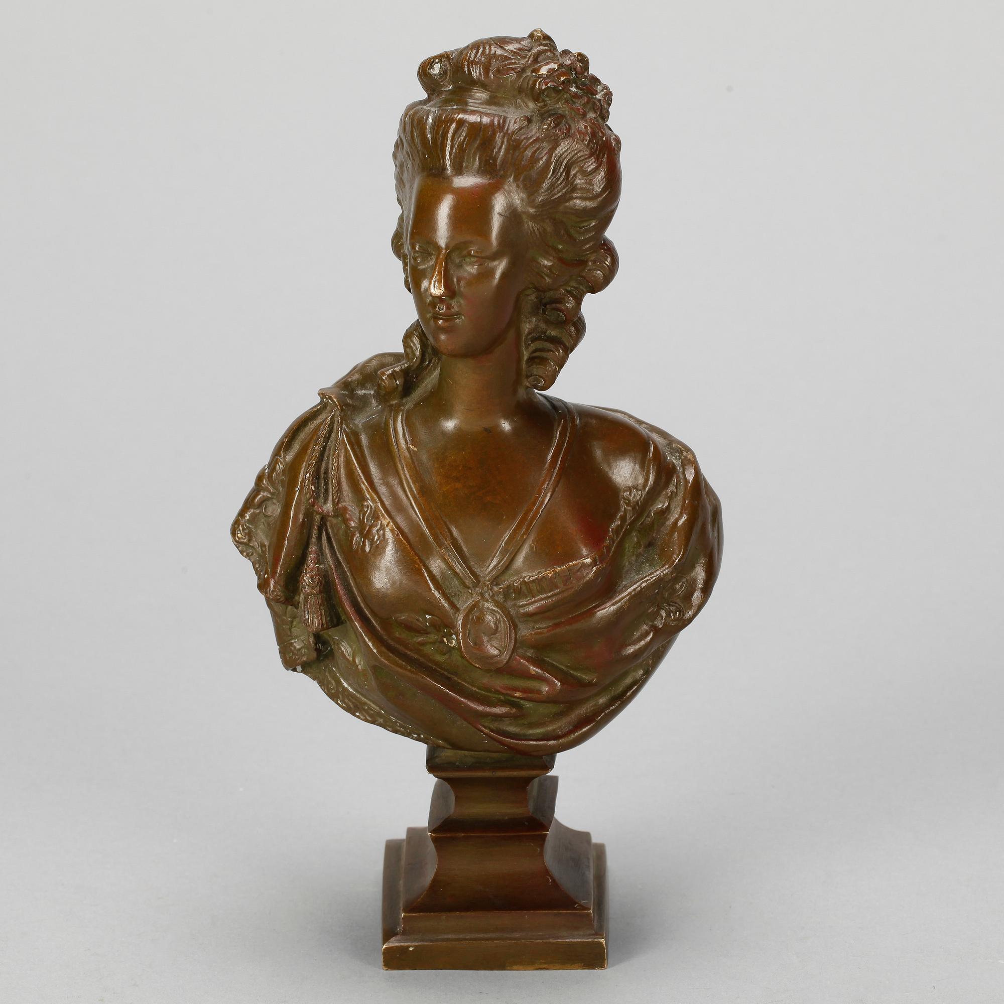 SKULPTUR, av Marie Antoinette, brons, Jean-Antoine Houdon, efter Félix Lecomte, omkring 1900.
