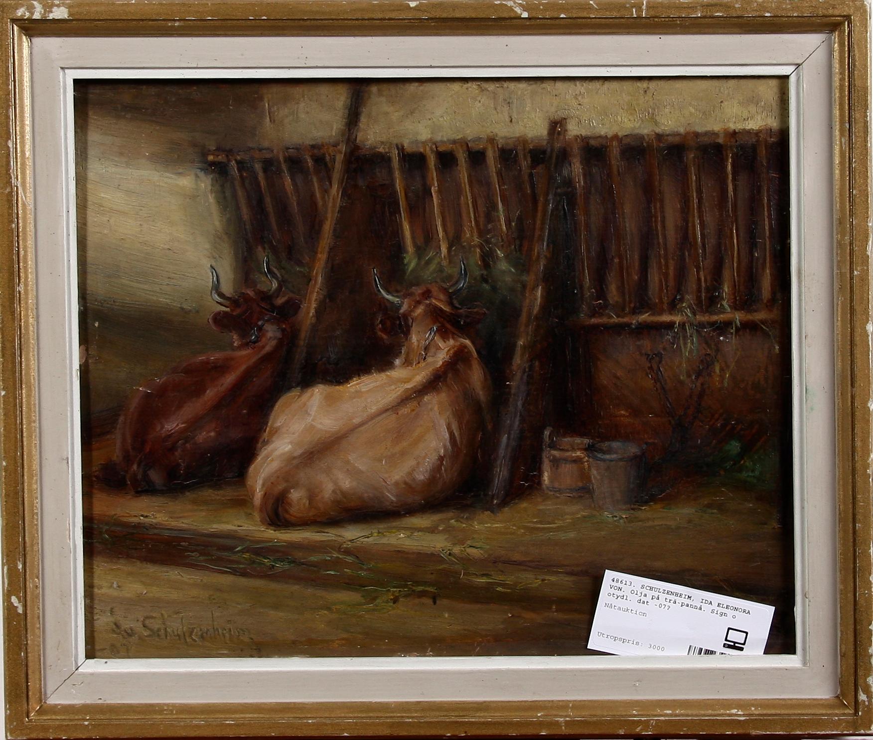 SCHULZENHEIM, IDA ELEONORA VON. Olja på trä-pannå. Sign o otydl. dat -07?.