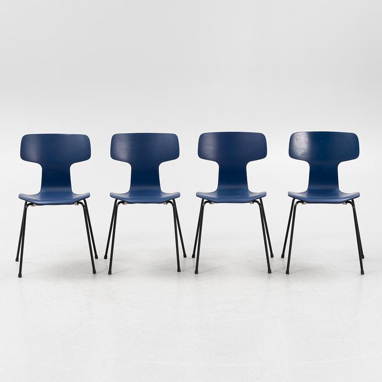 Arne Jacobsen, four chairs, model  3103, 'T-stolen', Fritz Hansen, Denmark.