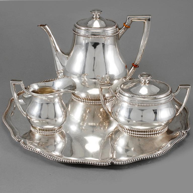KAFFESERVIS, 4 delar, silver, importstämplat CAK, Göteborg 1919.Vikt 1789 g.