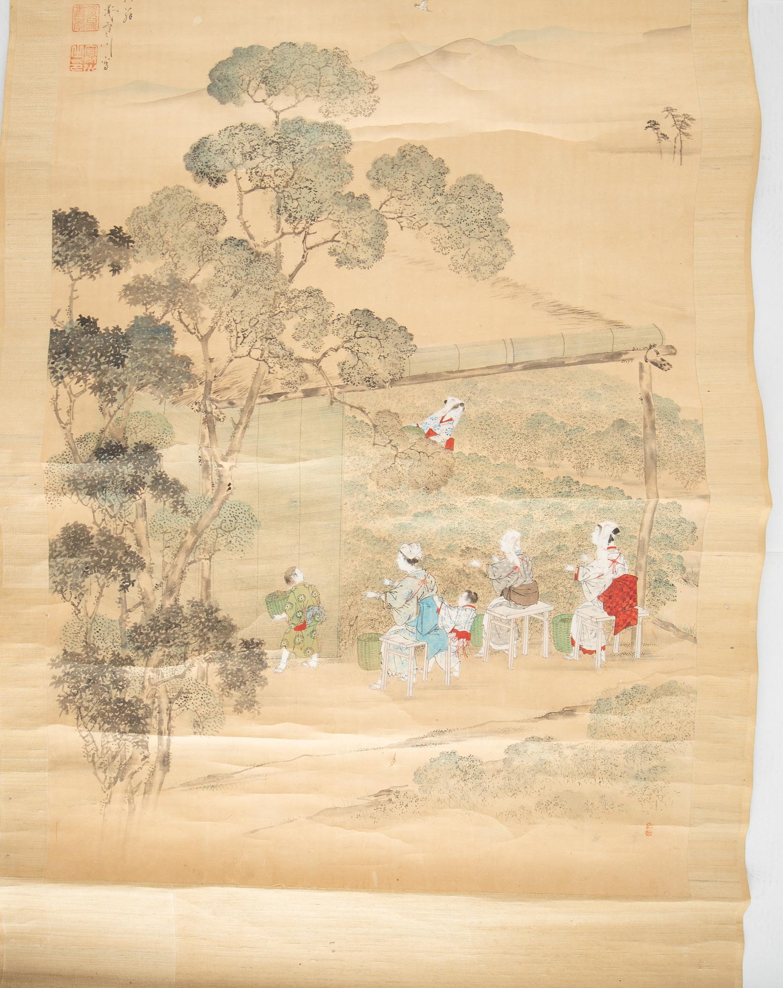 A Japanese kakiemono, ink and colour on paper, 20th Century.