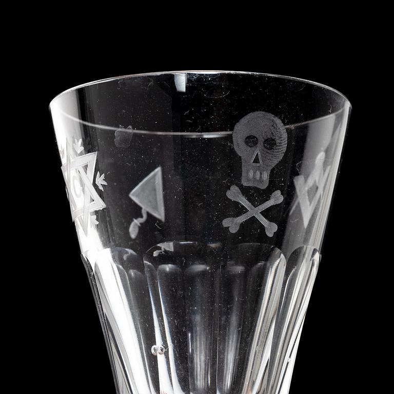 Masonic glasses, 8 pcs (6+1+1), 20th century.