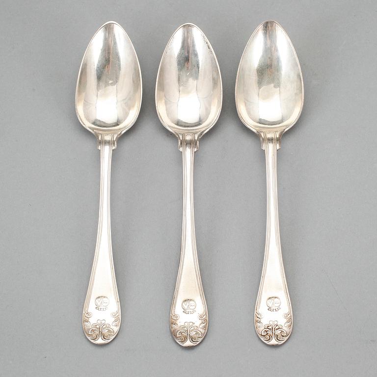 ALLIANSSKEDAR, 3 silver, Gustaf Folcker, Stockholm, 1841. Totalvikt ca 132 gram.