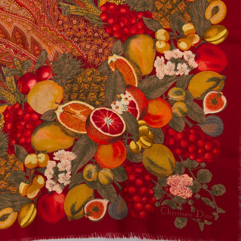 A wool shawl by Christian Dior.