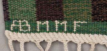 CARPET. "Rubirosa, grön". Tapestry weave. 247 x 172,5 cm. Signed AB MMF MR.