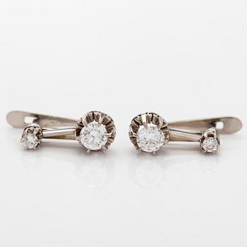 A pair of 18K white gold earrings, set with brilliant-cut diamonds, Porto, Portugal.