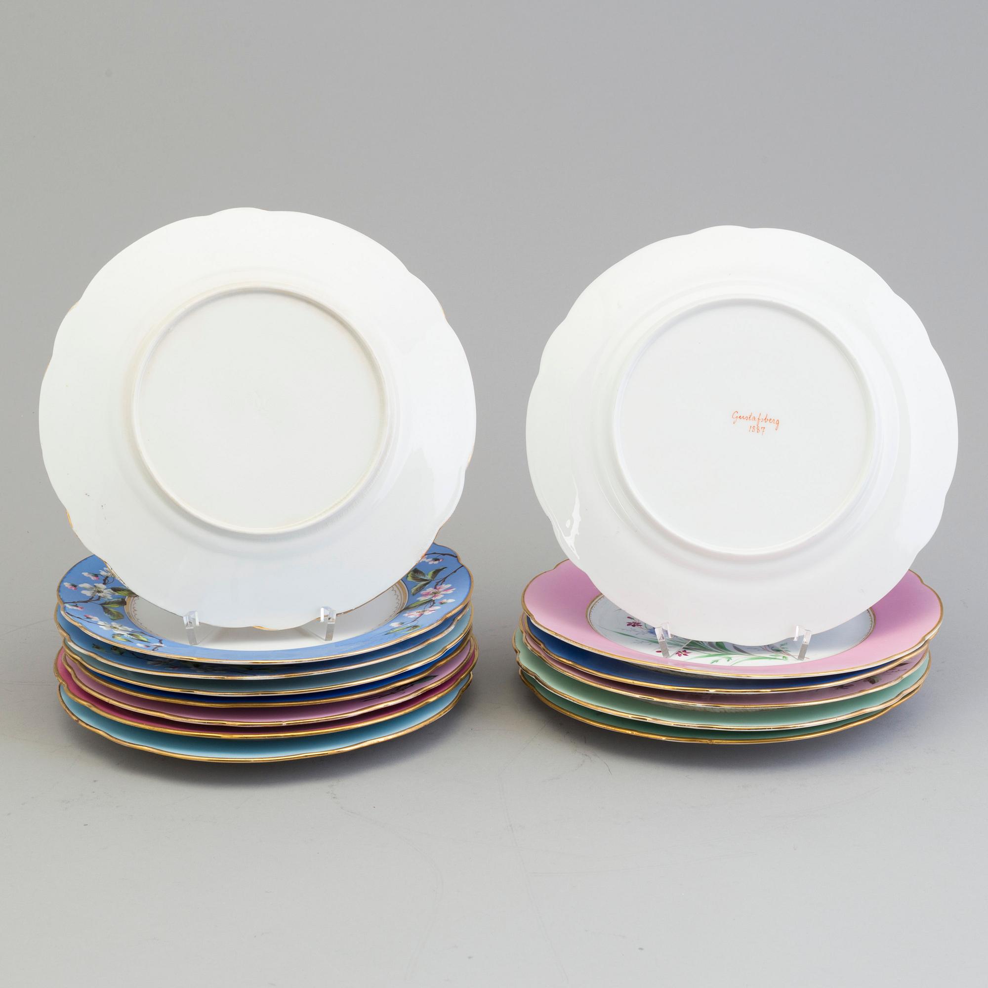 TALLRIKAR, 14 stycken, porslin, Gustavsberg, 1800-talets slut.