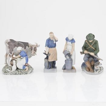 Figuriner 4 st, porslin, Royal Copenhagen (2) och Bing & Gröndahl (2).
