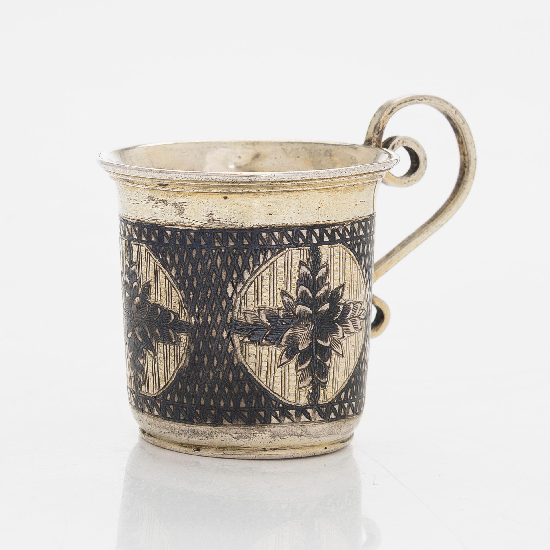 Charka, parcel-gilt silver and niello, Moscow, Russia first half/mid-19th century. Unidentified master.