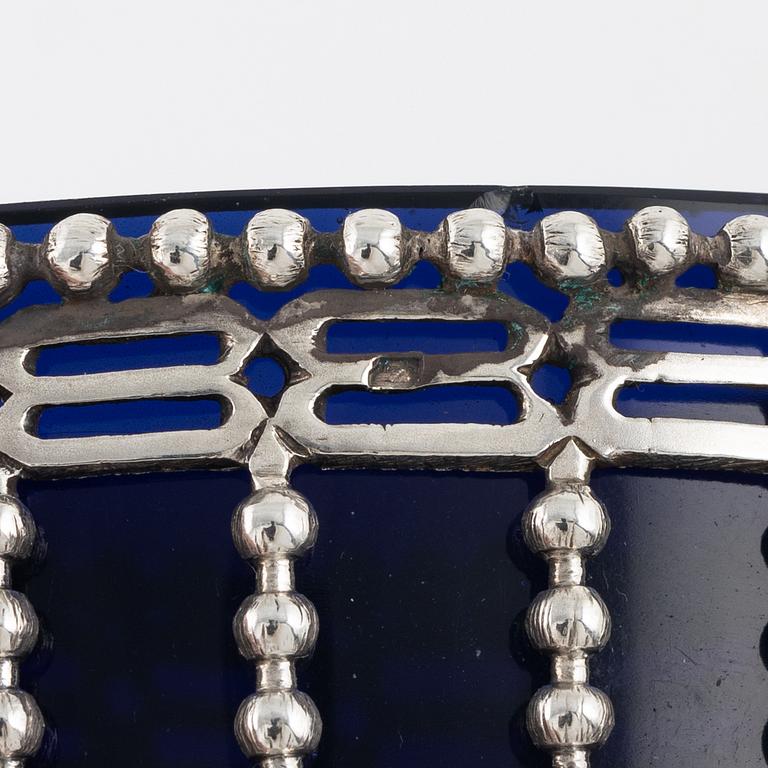 A Pair of Silver Salt Cellars, 18th century, likely Brussels, later tax stamps Linz, Austria 1806-7.